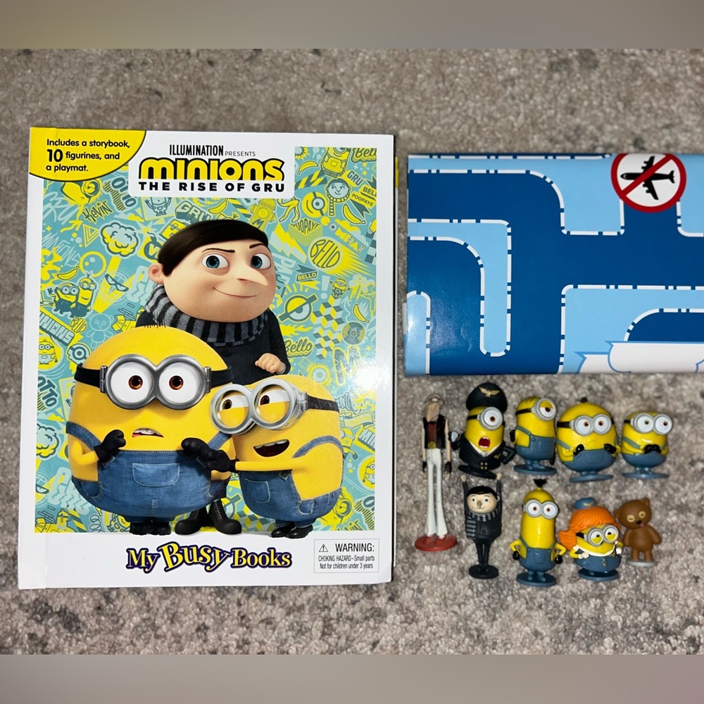 NIB Minions Rise of Gru My Busy Book Includes Storybook, Playmat & 10 Figurines